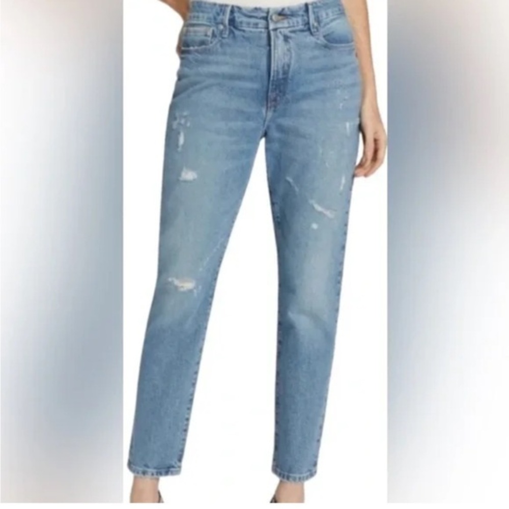 Good American Good Classic Jeans Distressed Washed Blue GC062T 1046 Size 6/28